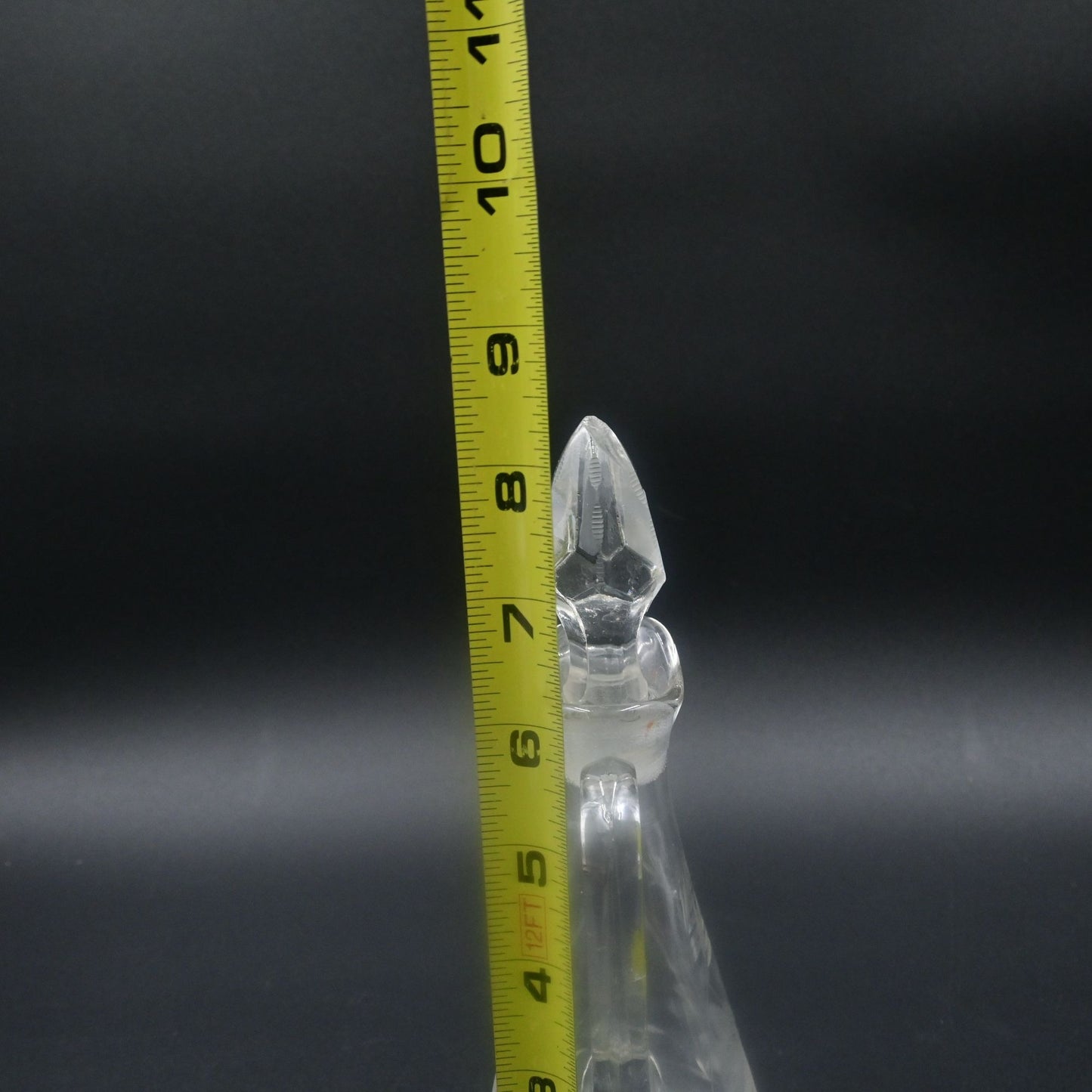 Etched  Crystal Cruet Bottle with Faceted Sphere Stopper