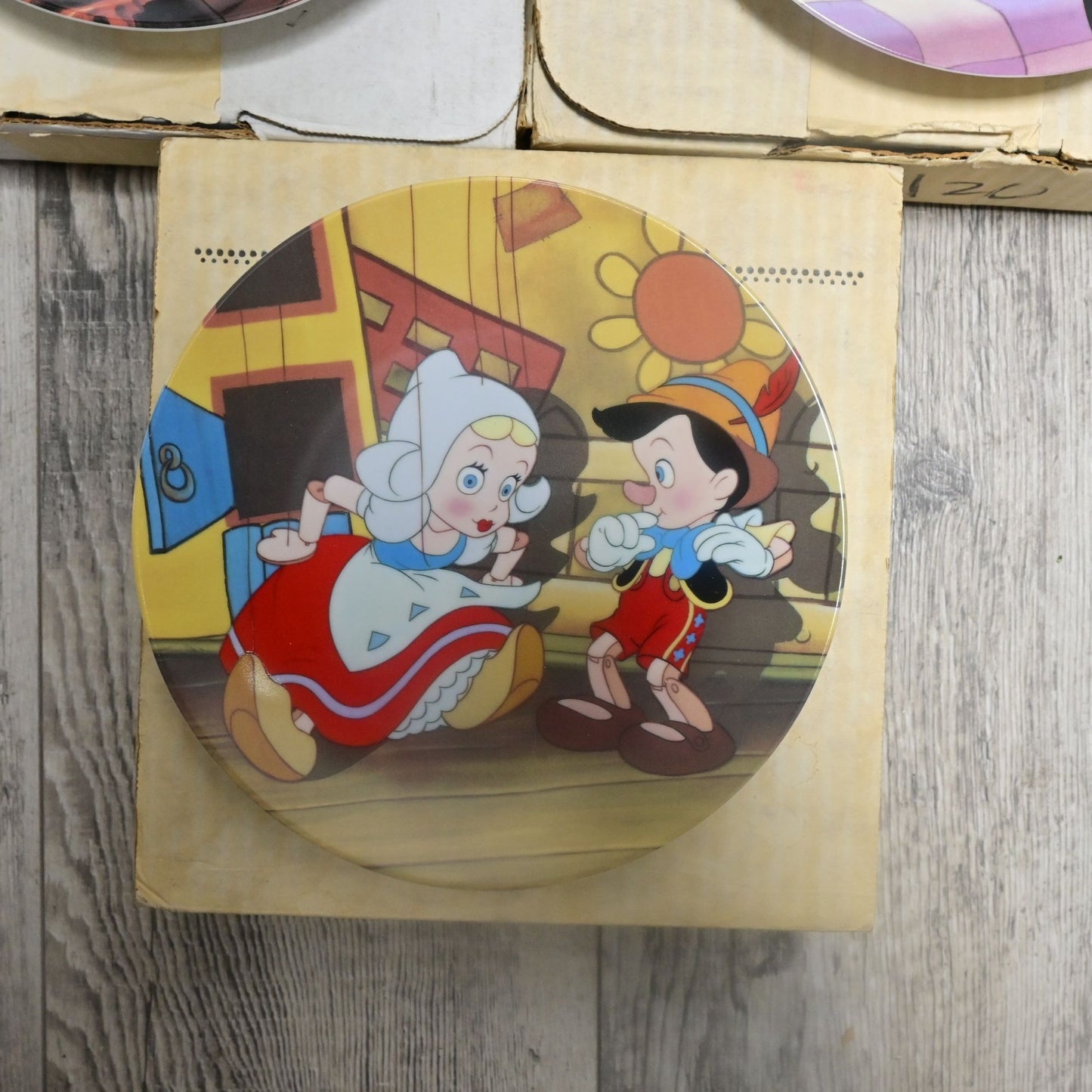 Vintage Disney Pinocchio Collectible 5 Knowles Painted Plates With Boxes & COAs Vintage