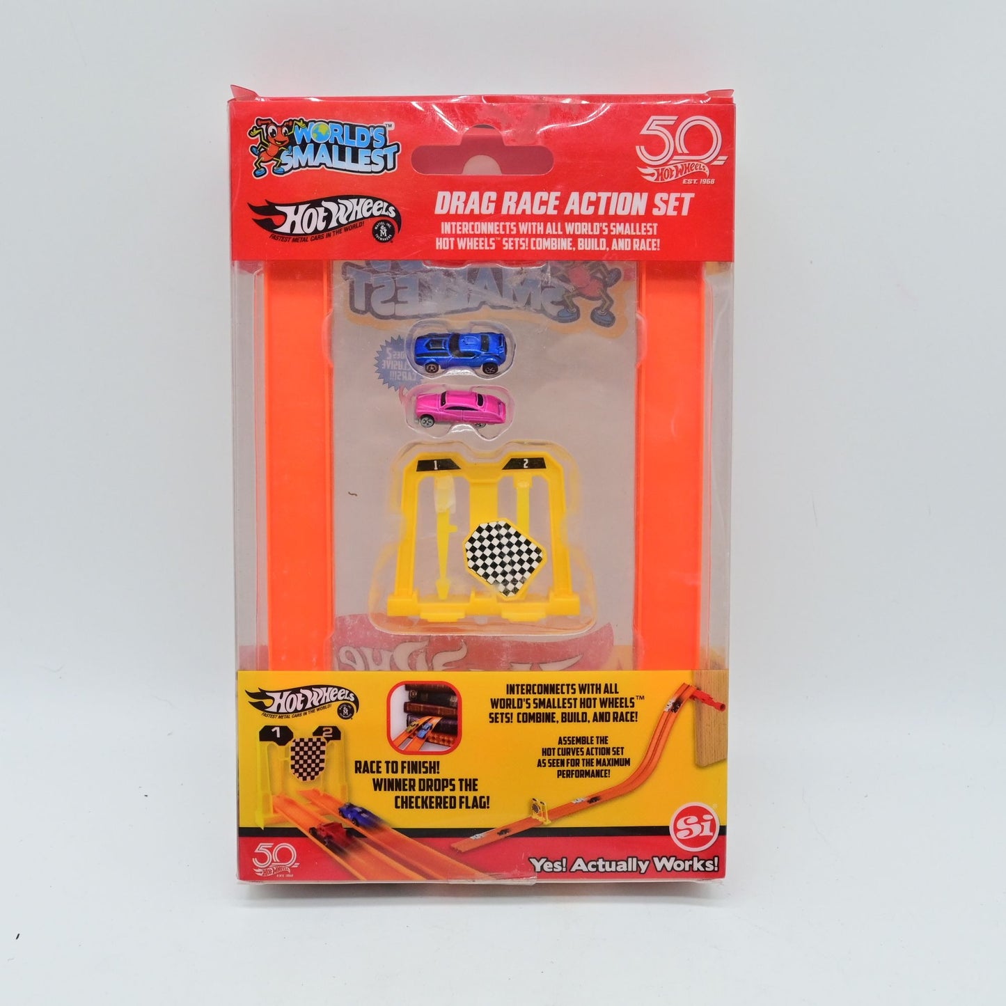 Hot Wheels World's Smallest Drag Race Action Set New Unsealed