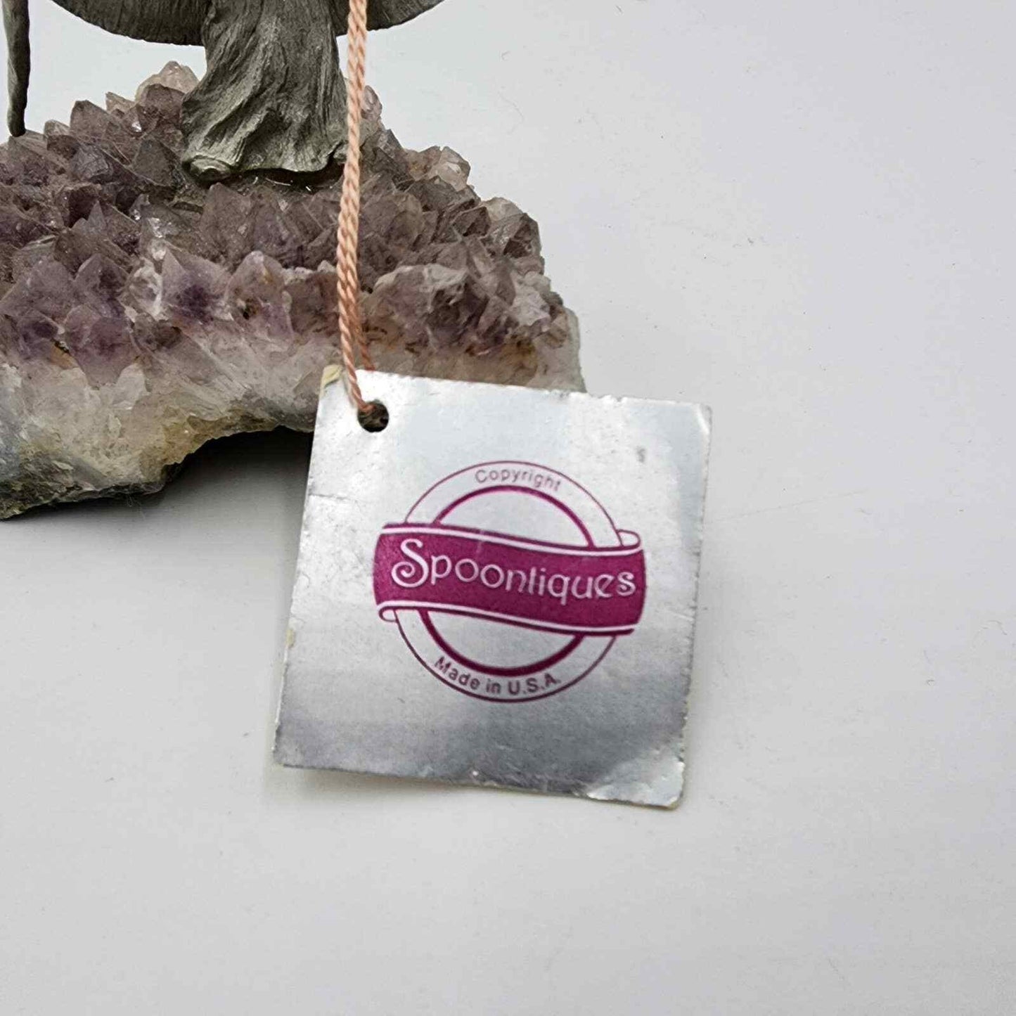 Spoontiques Pewter Figurine Mythical Wizard Crystal Ball Amethyst Geode Rock