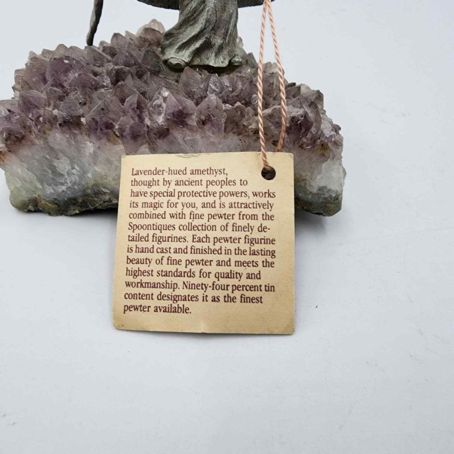 Spoontiques Pewter Figurine Mythical Wizard Crystal Ball Amethyst Geode Rock