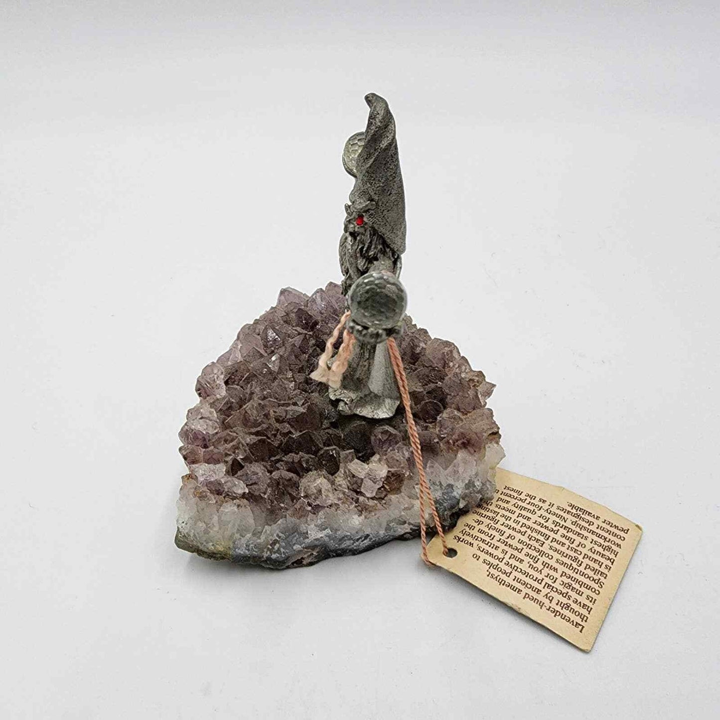 Spoontiques Pewter Figurine Mythical Wizard Crystal Ball Amethyst Geode Rock