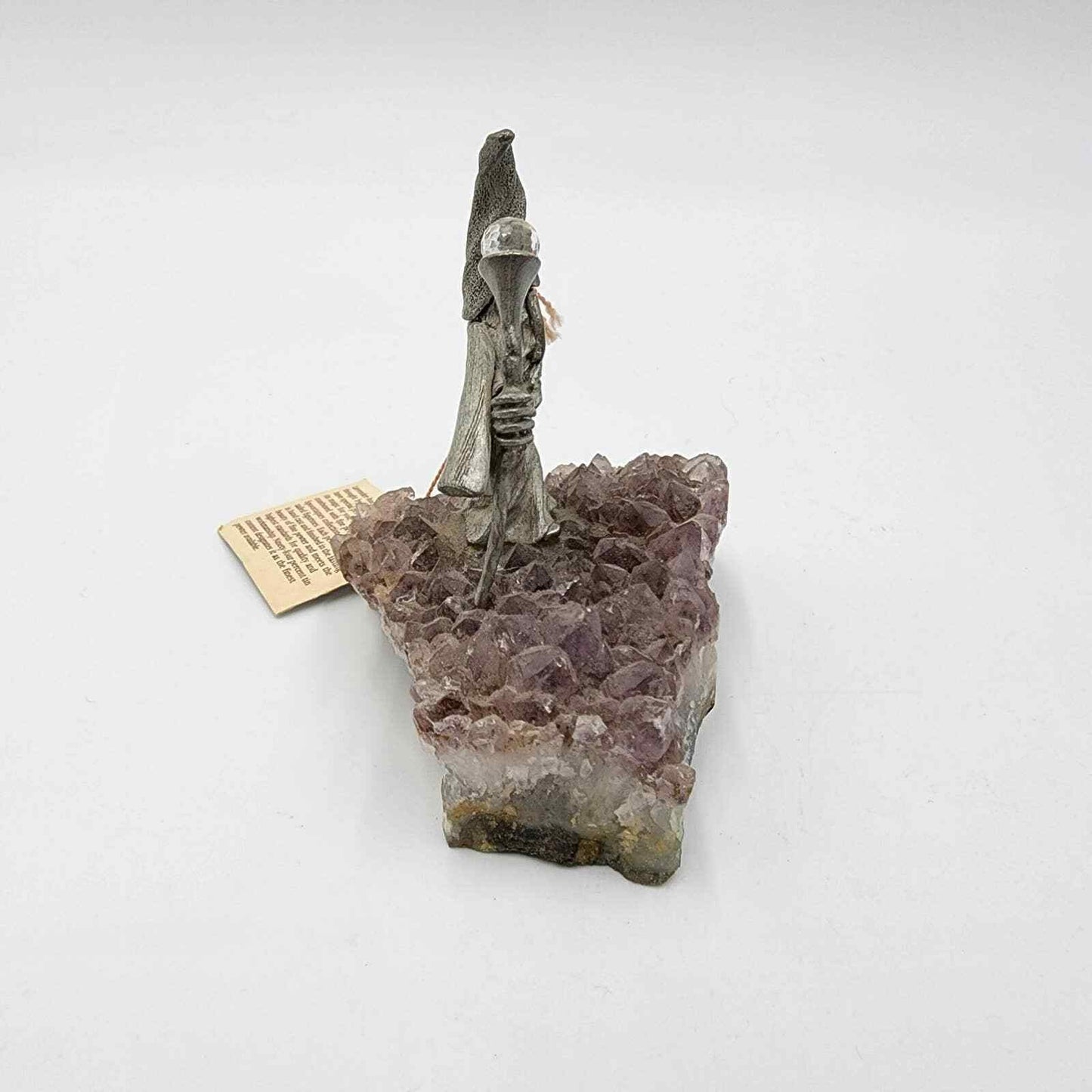 Spoontiques Pewter Figurine Mythical Wizard Crystal Ball Amethyst Geode Rock