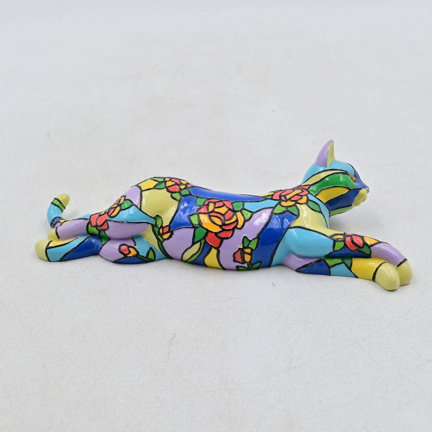 Purr-fect Reflections of Tiffany Daffodils Cat Figurine Hamilton Collection