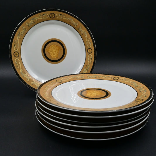 Medusa Greek Gold Lot Of 7 Dinner plates