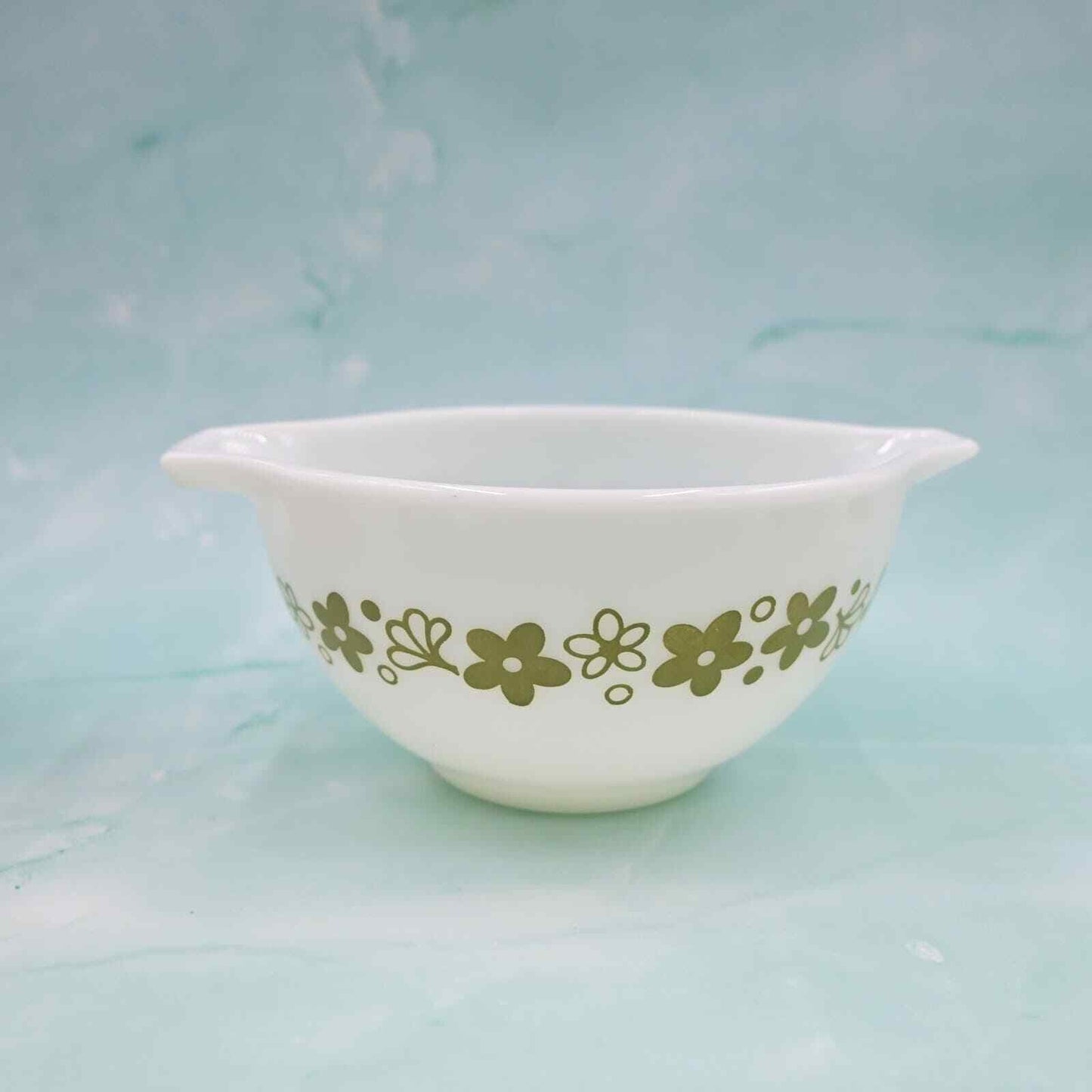 Vintage Pyrex Cinderella Green Daisy And Brown Pyrex Mixing  Bowls