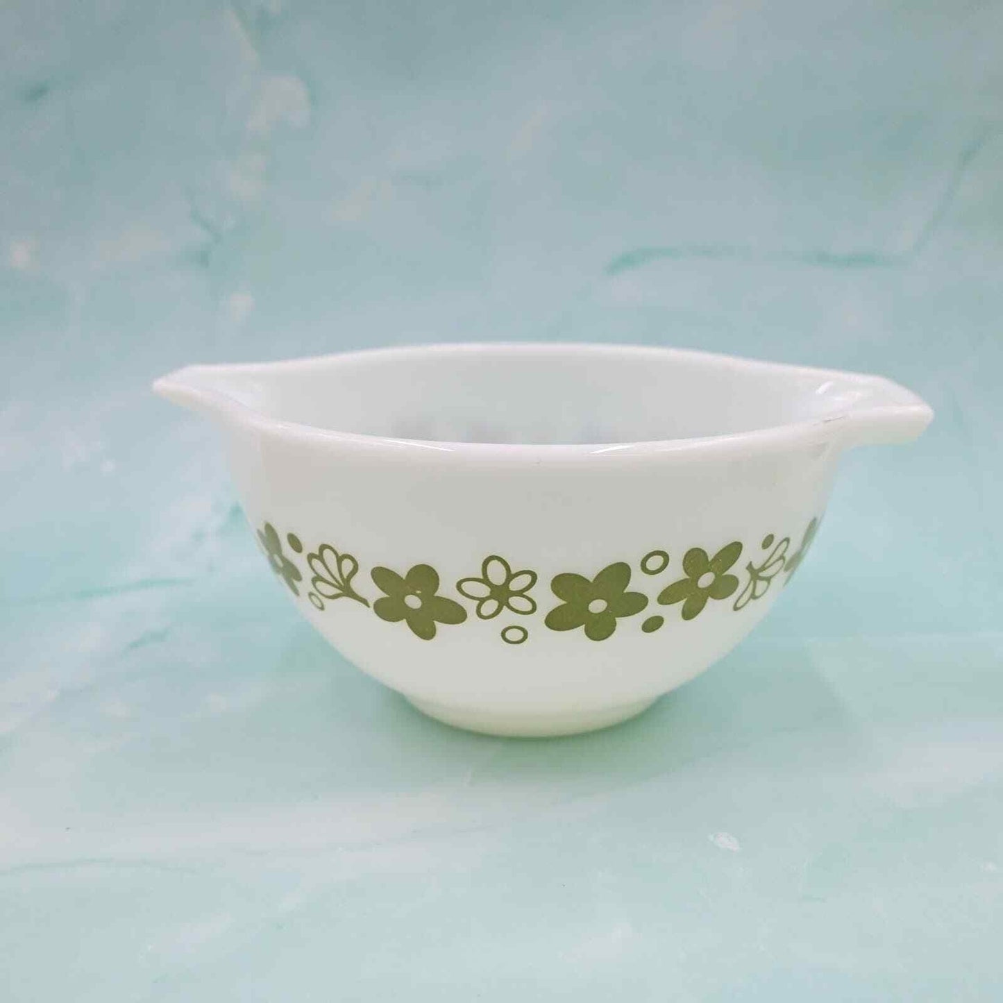 Vintage Pyrex Cinderella Green Daisy And Brown Pyrex Mixing  Bowls
