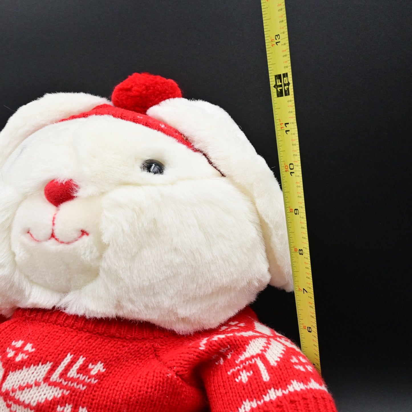 Vintage 1987 Mervyn's White Bunny Rabbit Christmas Plush