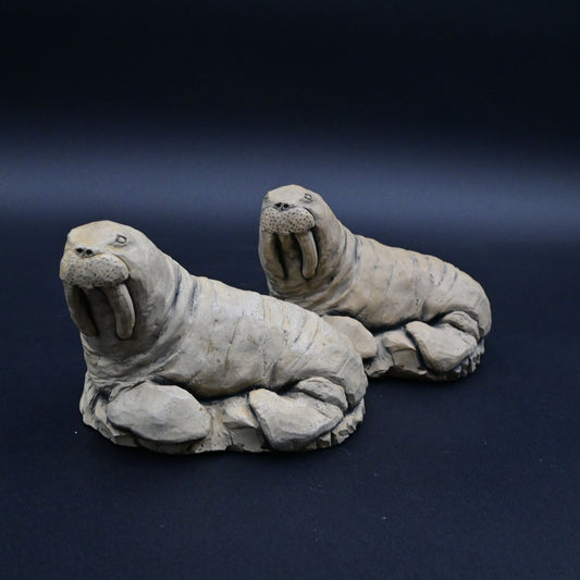 Glacial Ice Age Sculptures Alaska Walrus Figurines Bundle Of 2