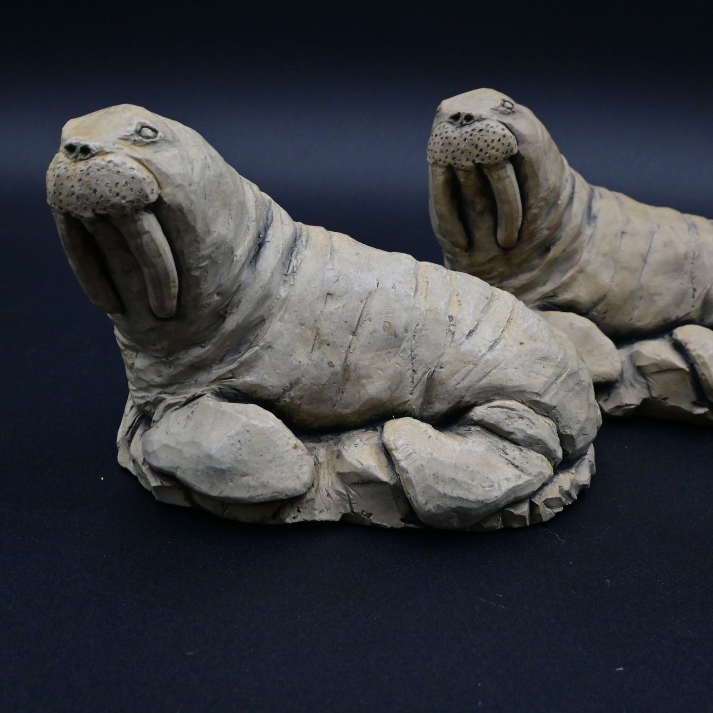 Glacial Ice Age Sculptures Alaska Walrus Figurines Bundle Of 2