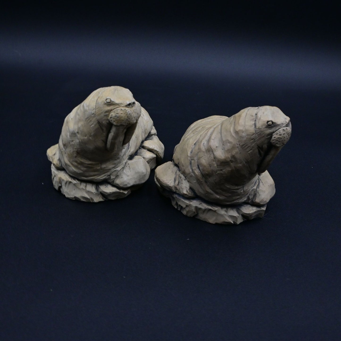 Glacial Ice Age Sculptures Alaska Walrus Figurines Bundle Of 2