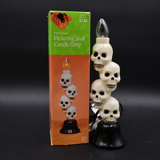 Flickering Skull Candle Lamp 9" Indoor Halloween Decor