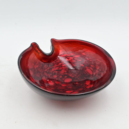 Red Blown Glass Ashtray Murano Style Vintage