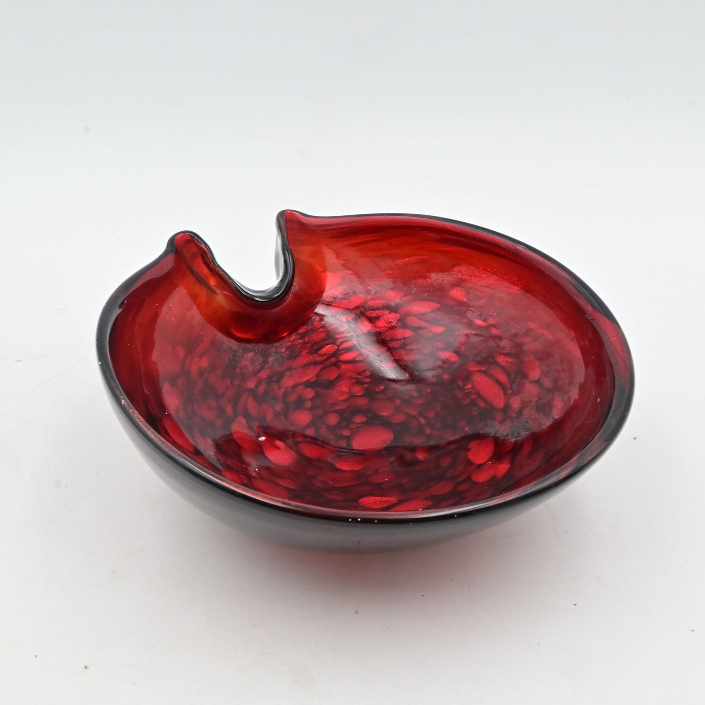 Red Blown Glass Ashtray Murano Style Vintage