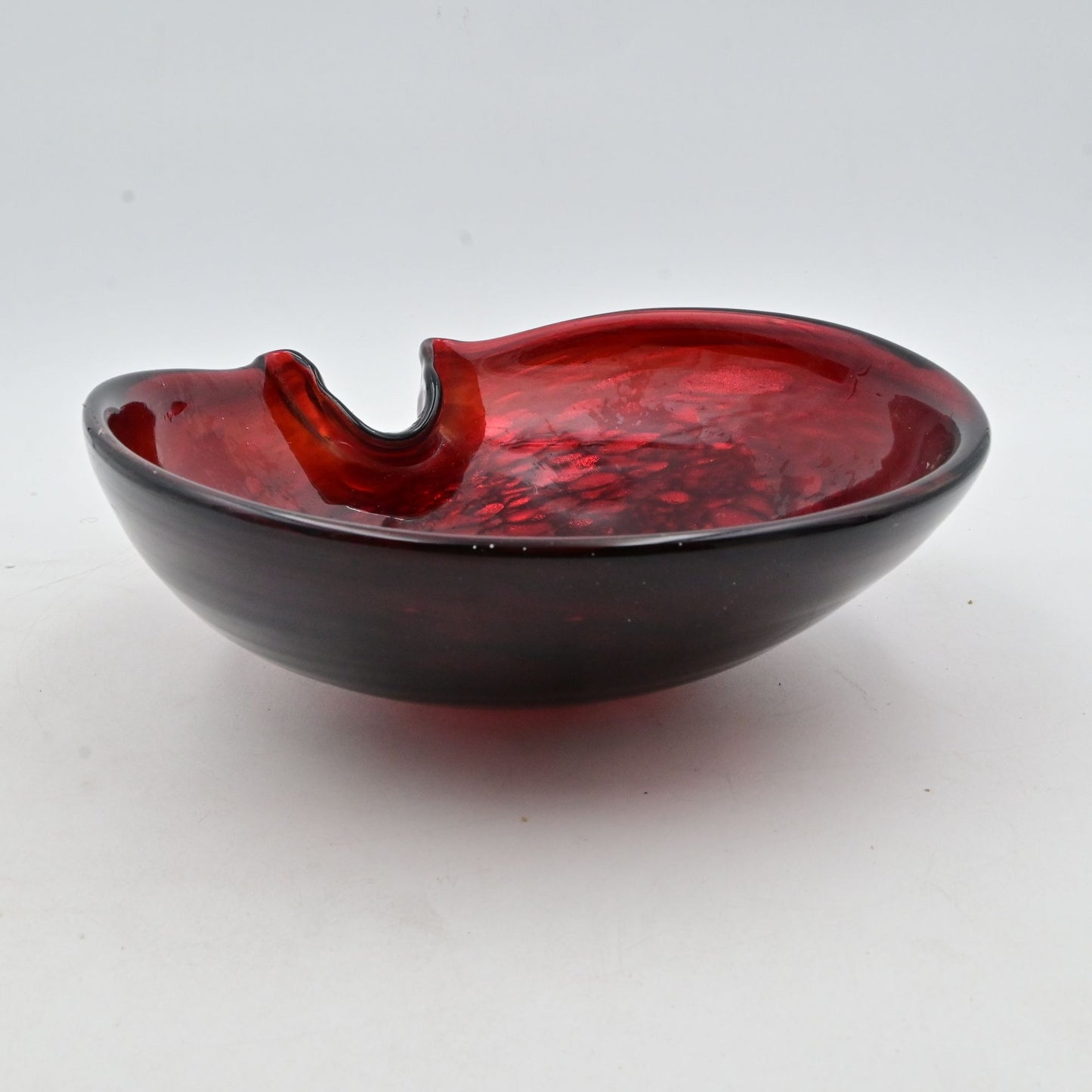 Red Blown Glass Ashtray Murano Style Vintage