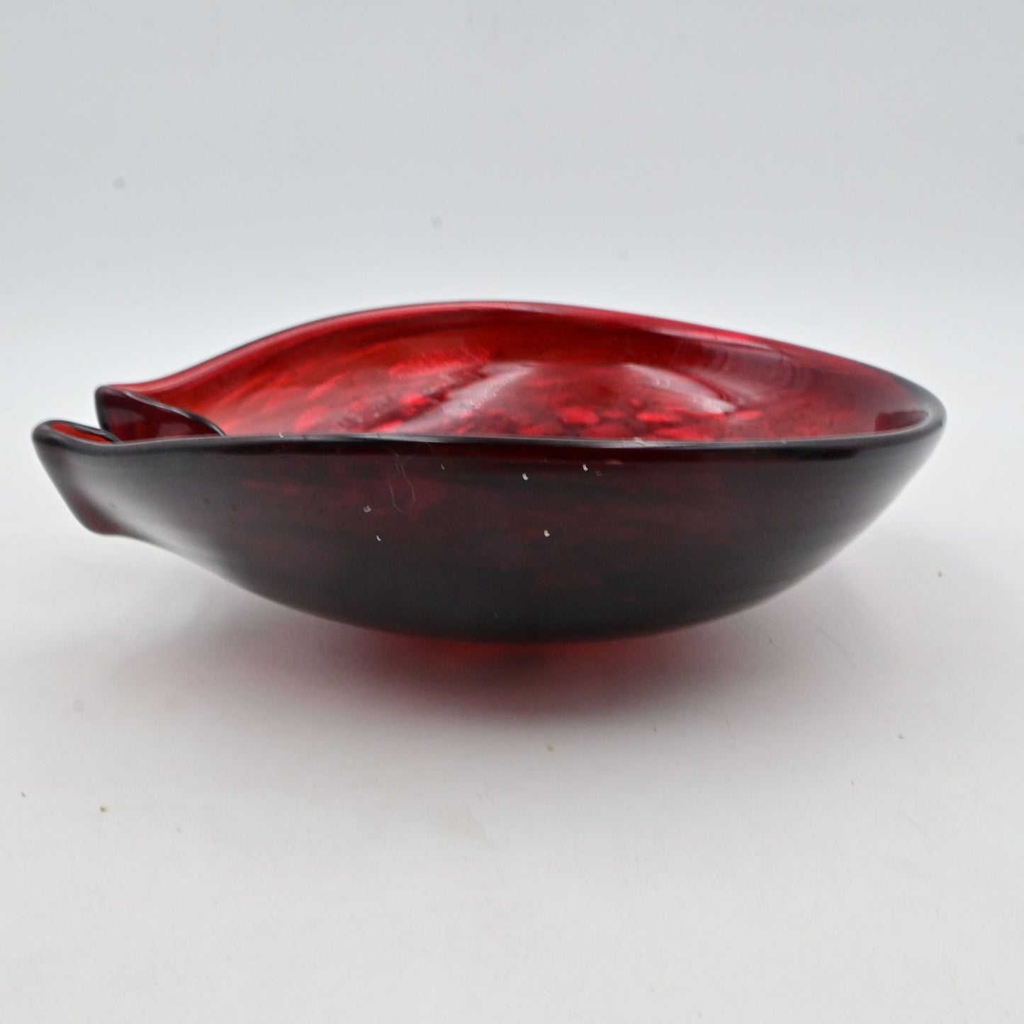 Red Blown Glass Ashtray Murano Style Vintage