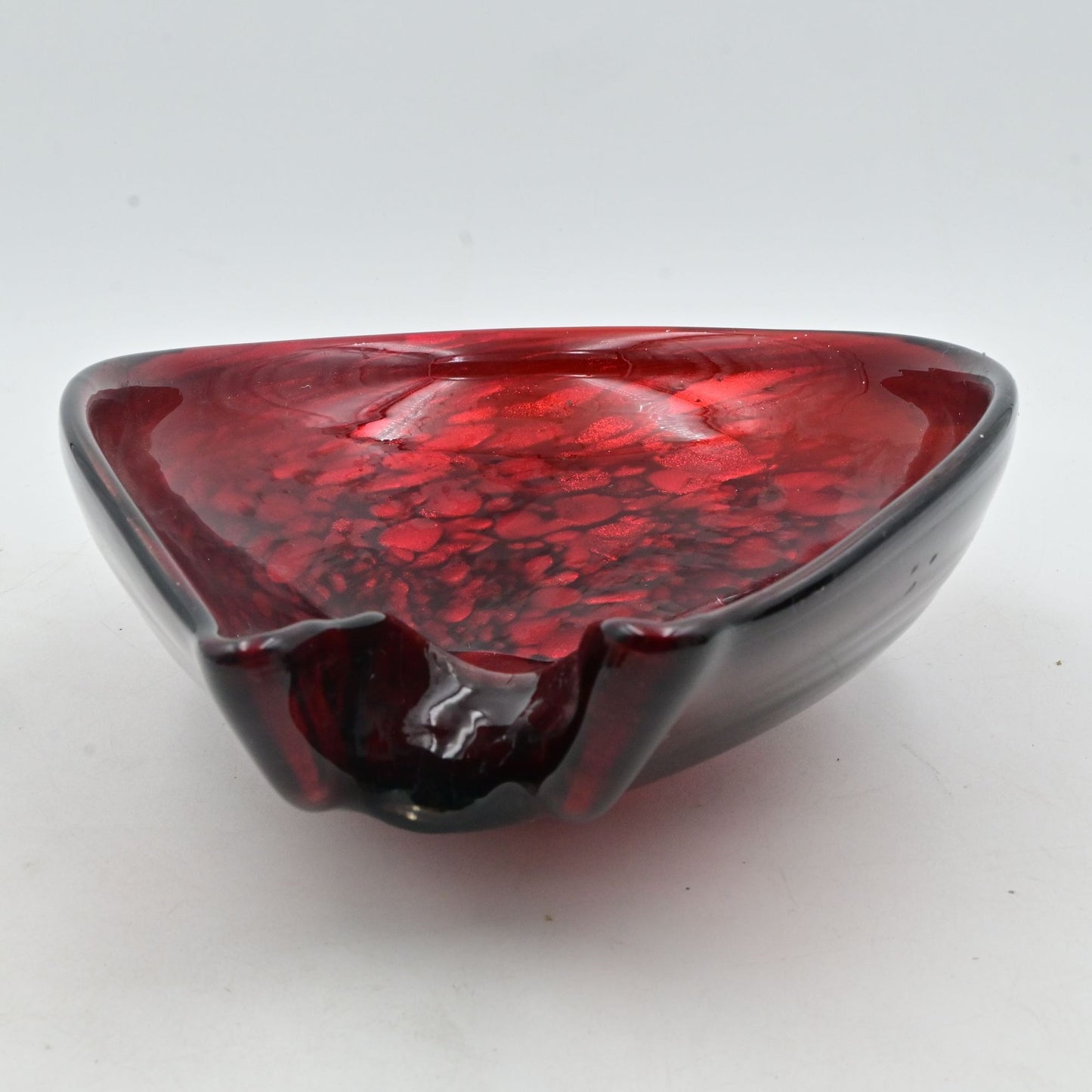 Red Blown Glass Ashtray Murano Style Vintage