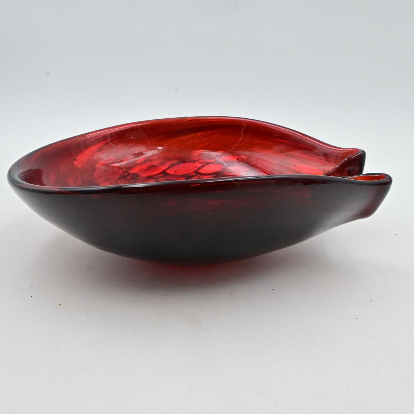 Red Blown Glass Ashtray Murano Style Vintage