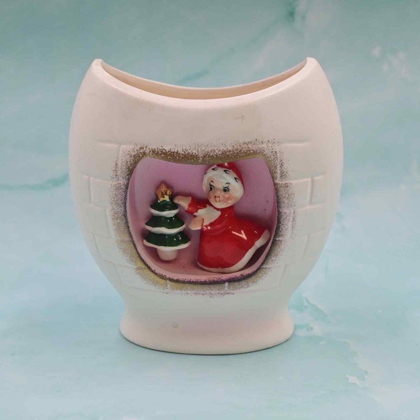 Holt Howard Christmas Pixie Mrs. Claus 3d Ceramic Vintage Planter - Read Below
