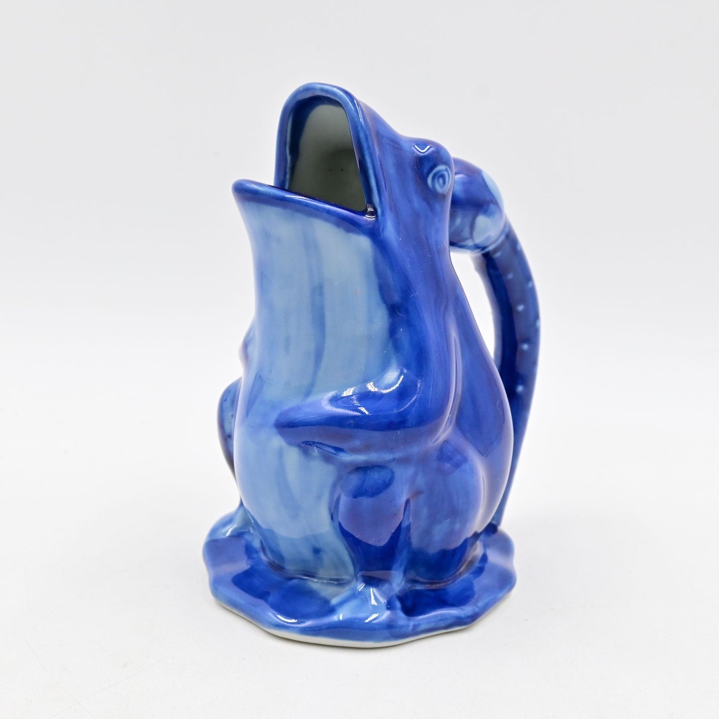 WCL Ceramic Pottery Blue Frog Pitcher Hand Painted - Vintage