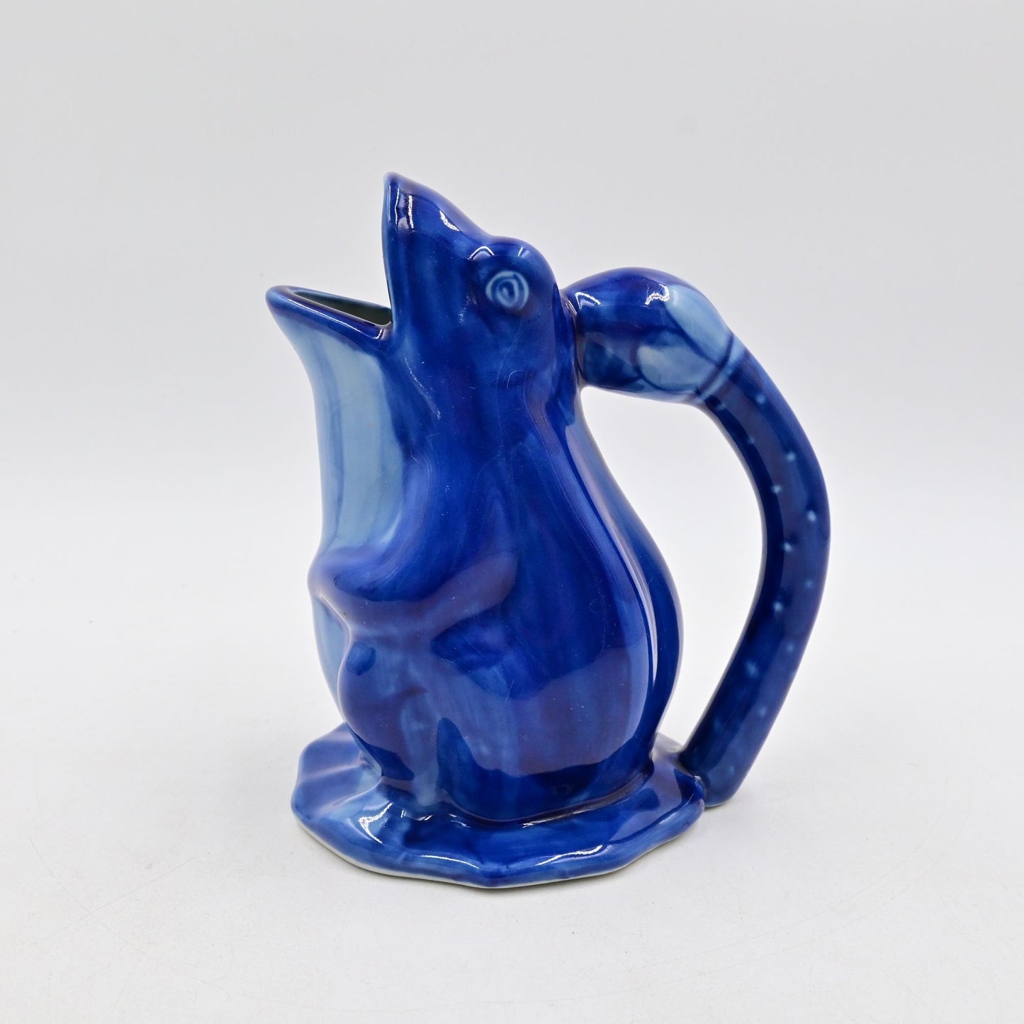 WCL Ceramic Pottery Blue Frog Pitcher Hand Painted - Vintage