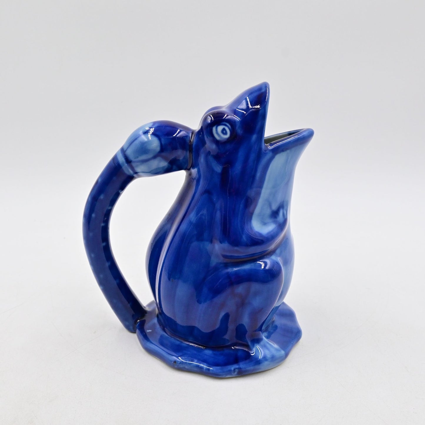 WCL Ceramic Pottery Blue Frog Pitcher Hand Painted - Vintage