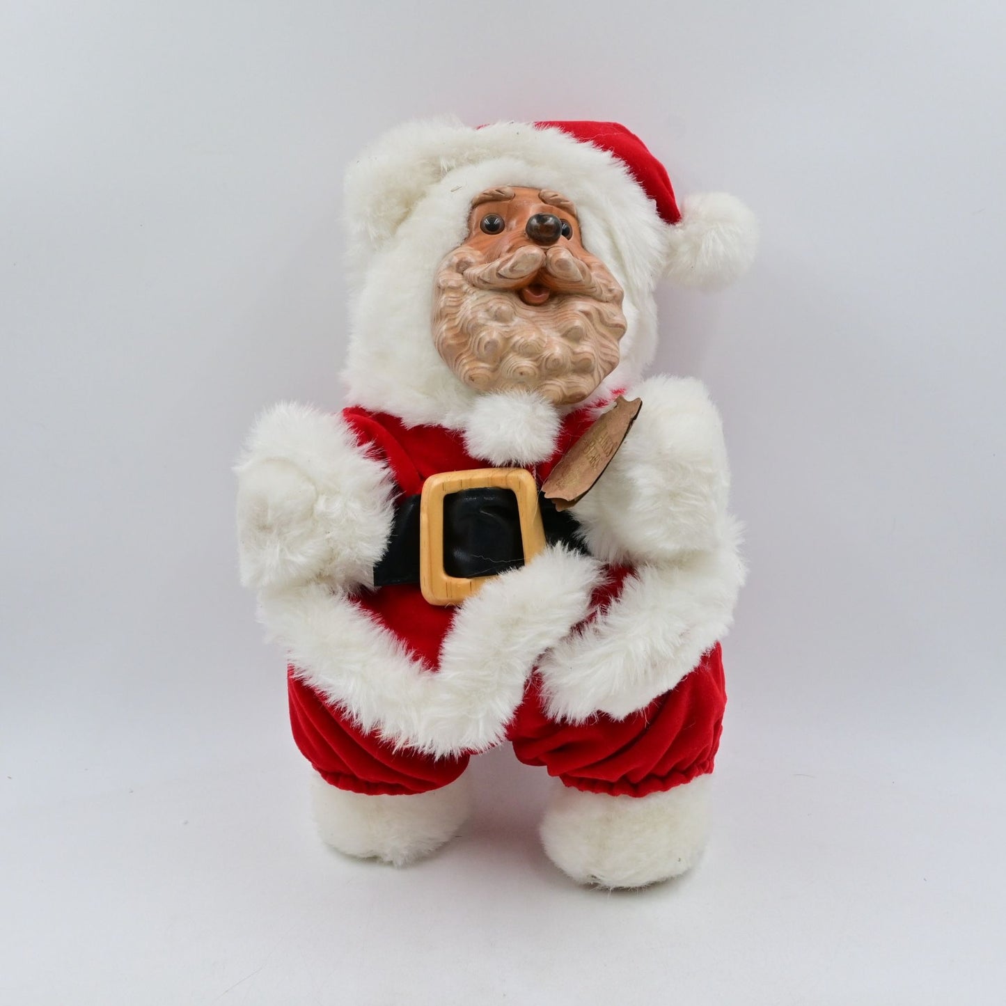 Robert Raikes Bear 1989 Raikes Wood Face Santa Bear Christmas 16” Vintage