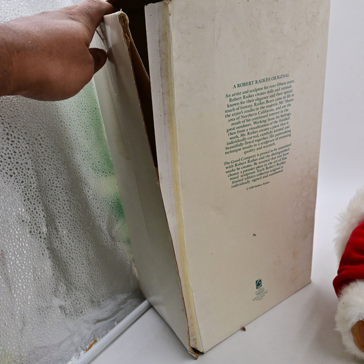 Robert Raikes Bear 1989 Raikes Wood Face Santa Bear Christmas 16” Vintage
