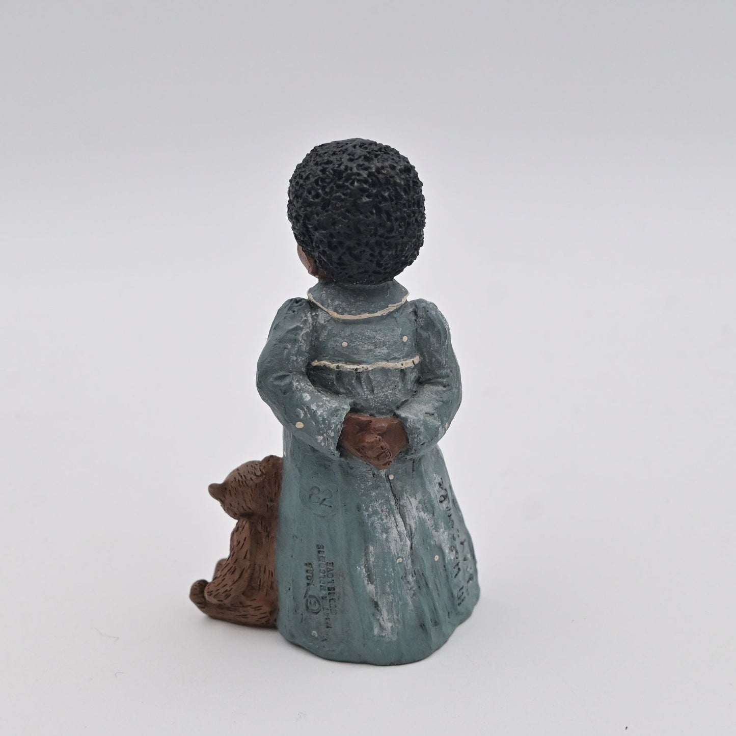 M. Holcombe Amy Girl In Blue Dress With Teddy Bear Figure - Vintage 1995