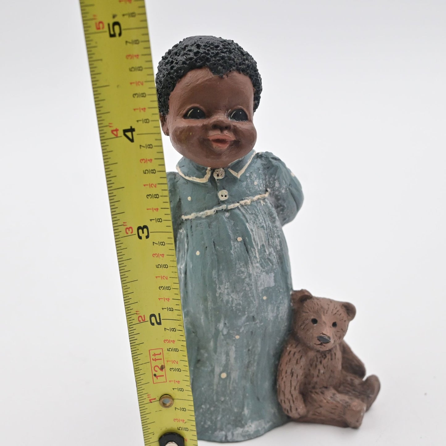 M. Holcombe Amy Girl In Blue Dress With Teddy Bear Figure - Vintage 1995