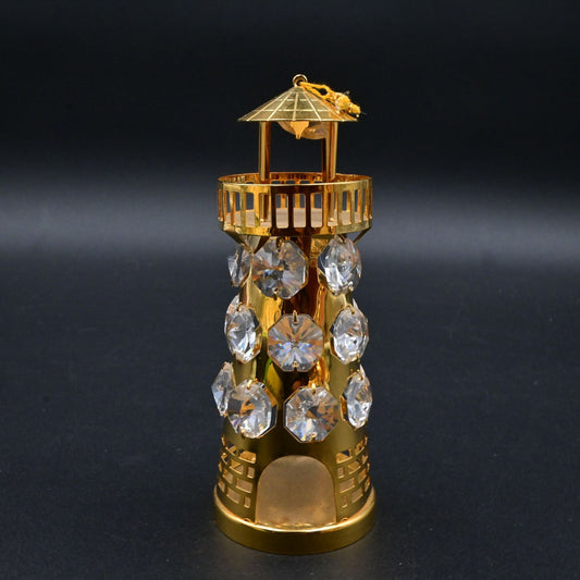 KG & C 24K Gold Plated Austrian Swarovski Crystal Lighthouse Ornament