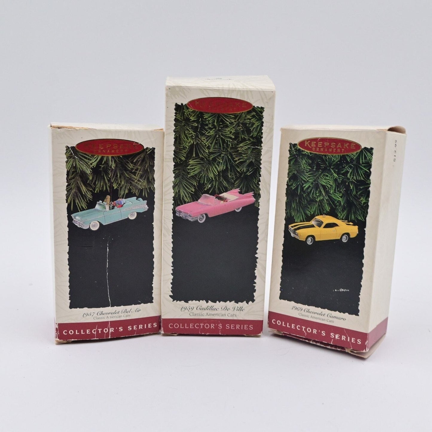 Vintage Hallmark Keepsake Cadillac De Ville, Chevrolet Camaro & Bel Air