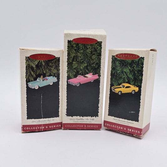 Vintage Hallmark Keepsake Cadillac De Ville, Chevrolet Camaro & Bel Air