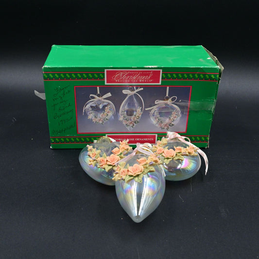 House Of Lloyd Christmas Around the World Victorian Rose Ornaments Set of 3 Box.