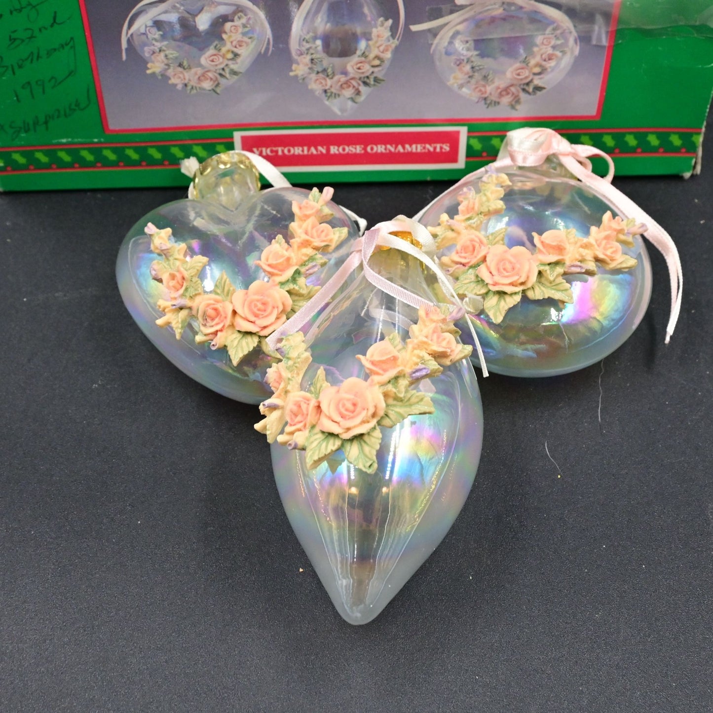 House Of Lloyd Christmas Around the World Victorian Rose Ornaments Set of 3 Box.