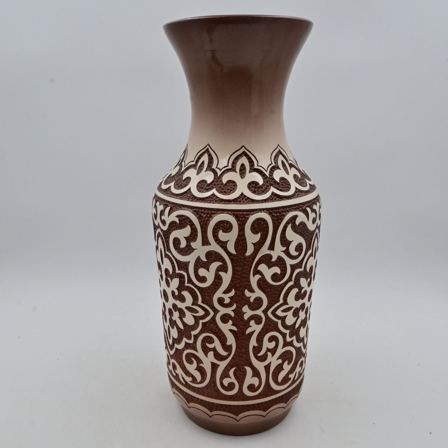 Vintage Jambyl Jabayev Ceramic Vase With Ornate Pattern & Portrait Design