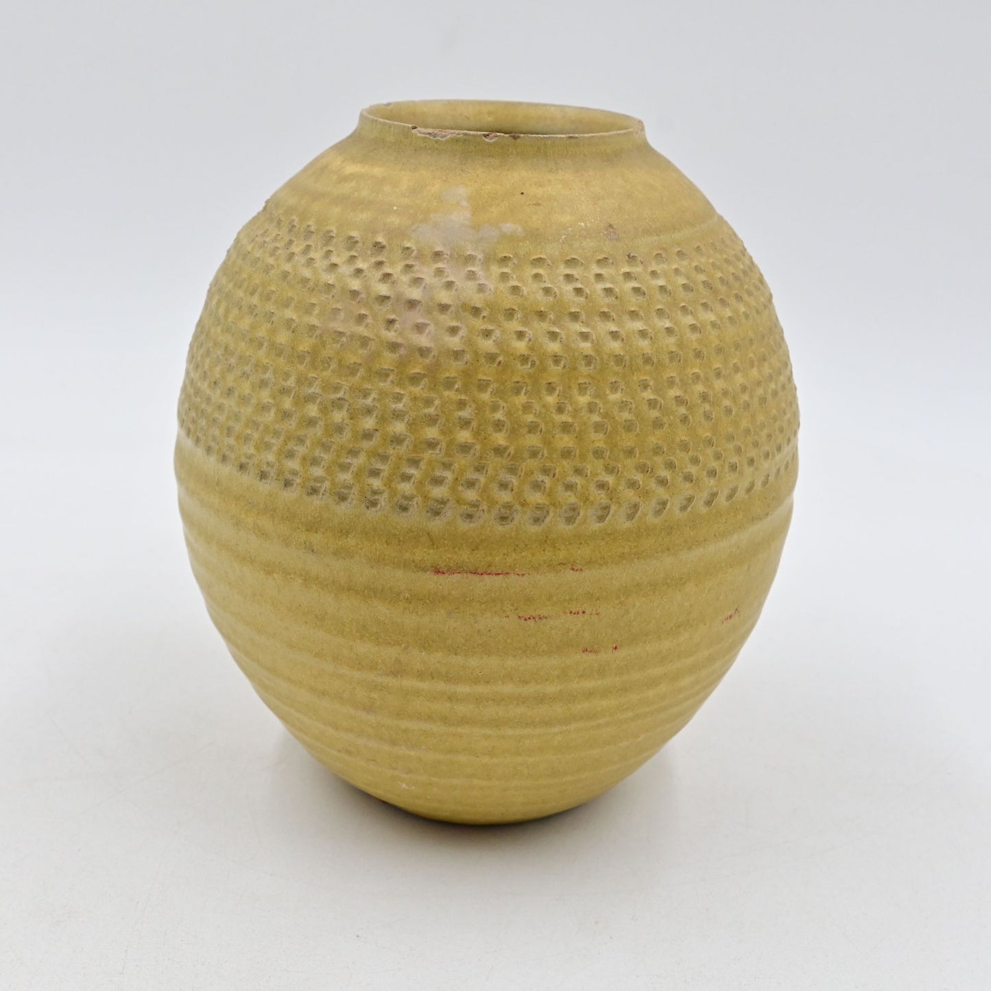 Otagiri OMC Japan Stoneware Vase 6.5" Dijon Yellow Textured Finish Vintage