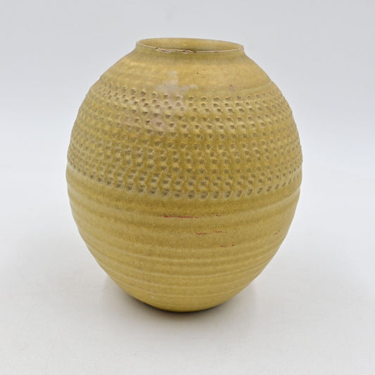 Otagiri OMC Japan Stoneware Vase 6.5" Dijon Yellow Textured Finish Vintage