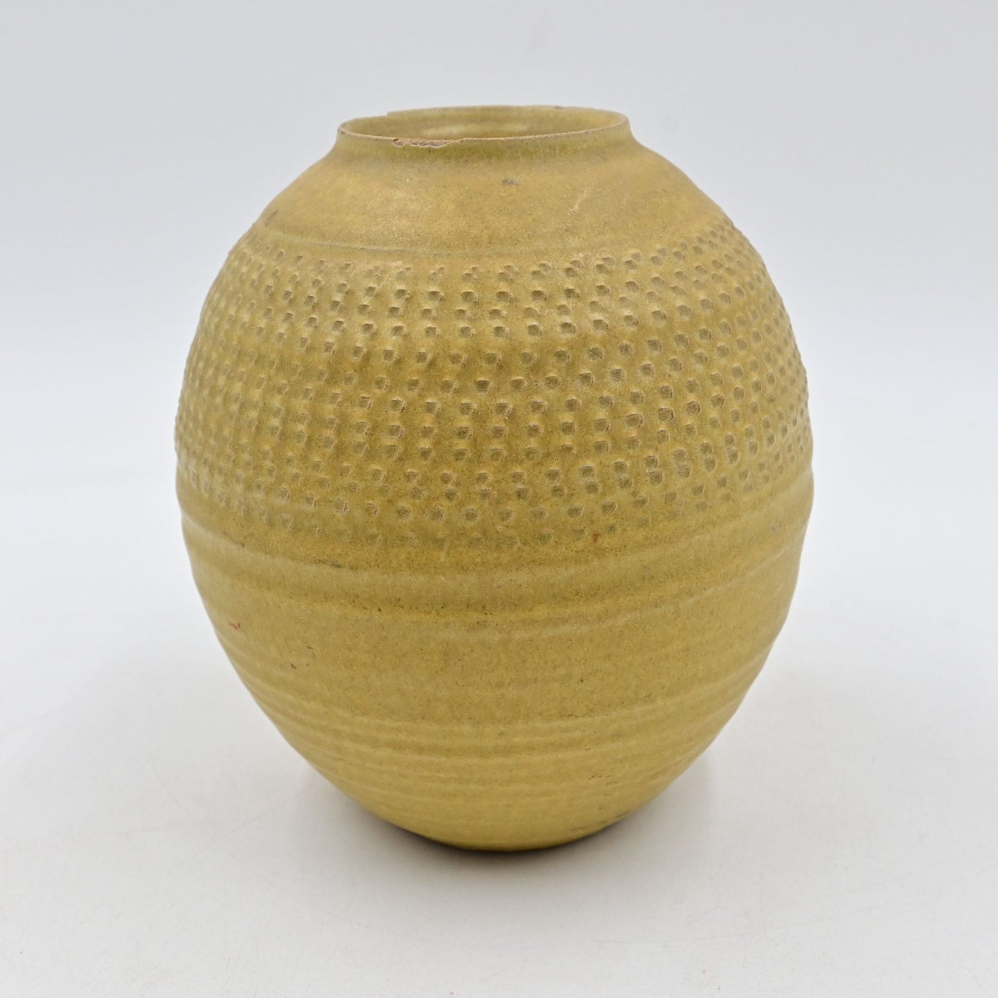 Otagiri OMC Japan Stoneware Vase 6.5" Dijon Yellow Textured Finish Vintage
