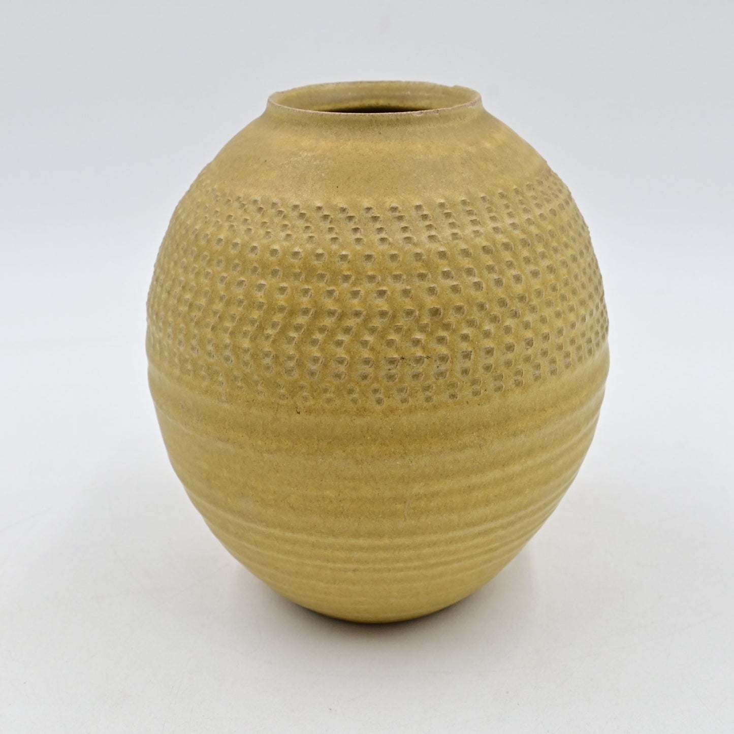 Otagiri OMC Japan Stoneware Vase 6.5" Dijon Yellow Textured Finish Vintage