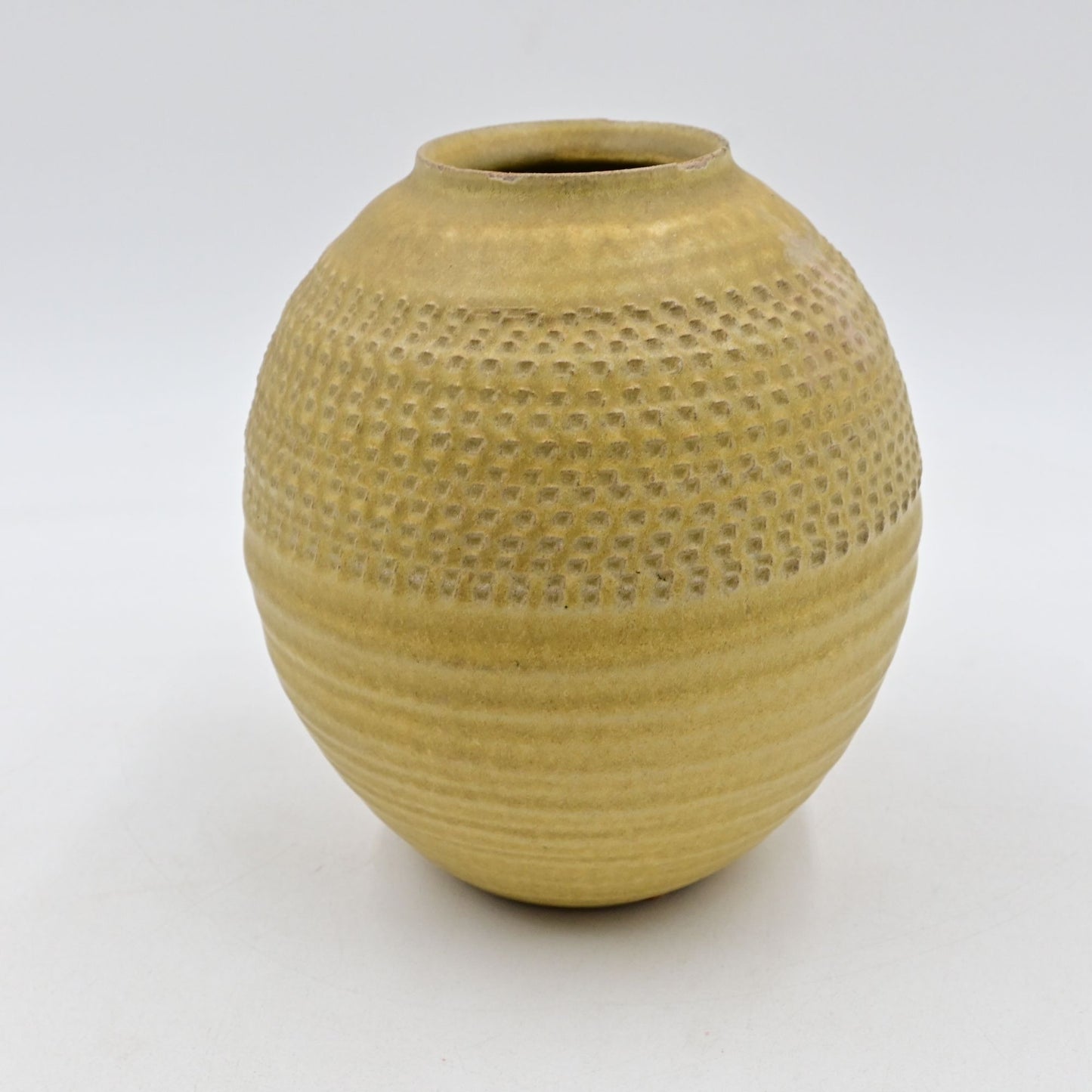 Otagiri OMC Japan Stoneware Vase 6.5" Dijon Yellow Textured Finish Vintage