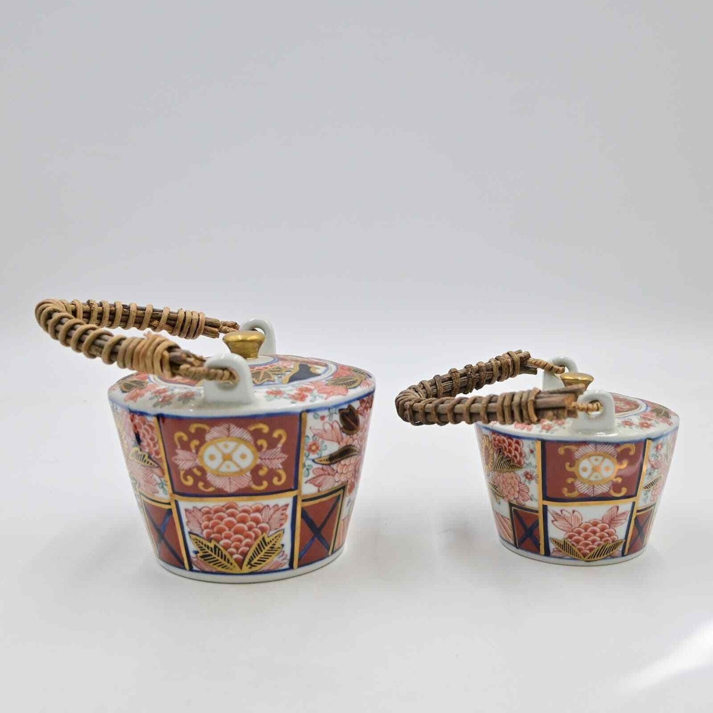 Japanese Imari Ware Ceramic Teapot Set Of 2 - Vintage