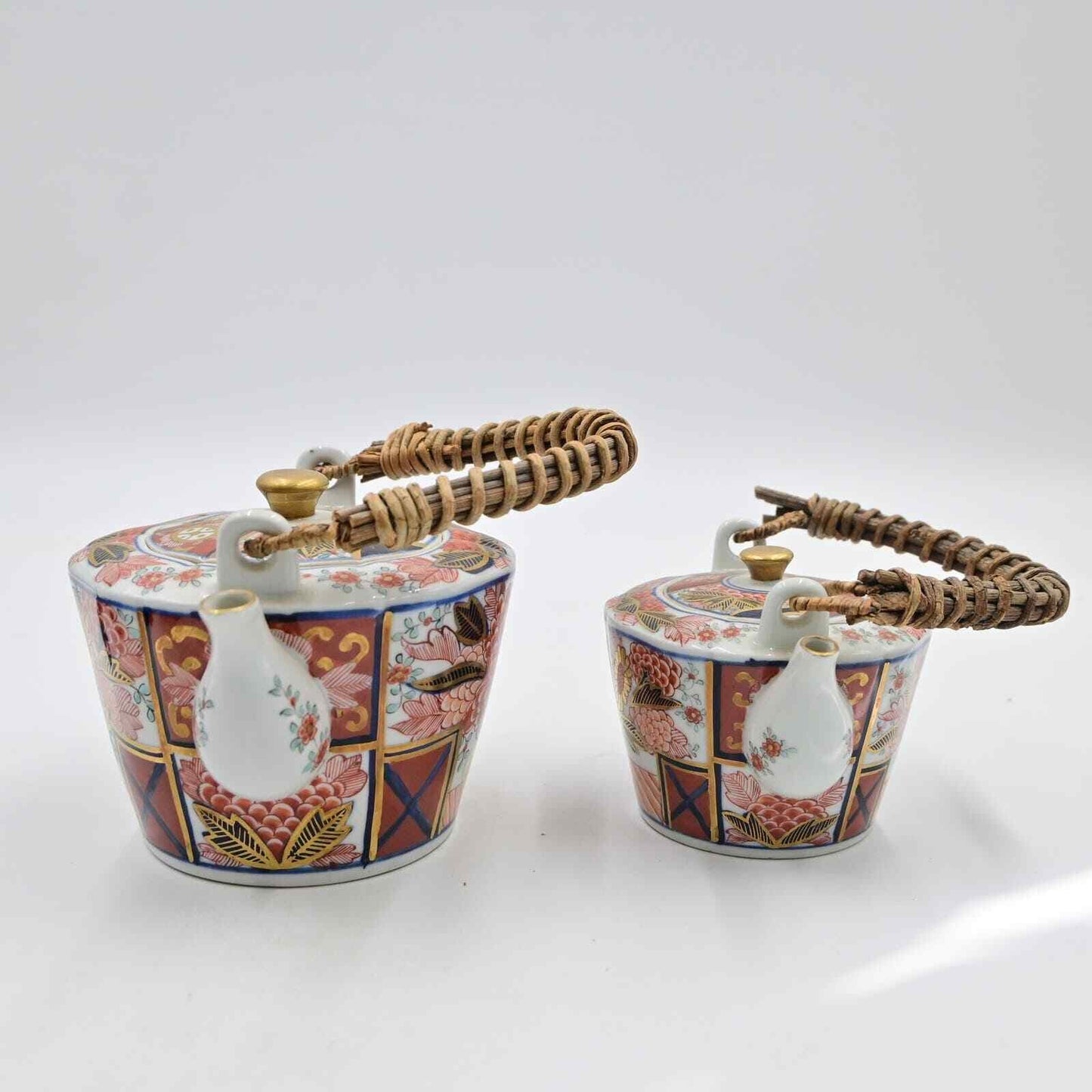 Japanese Imari Ware Ceramic Teapot Set Of 2 - Vintage