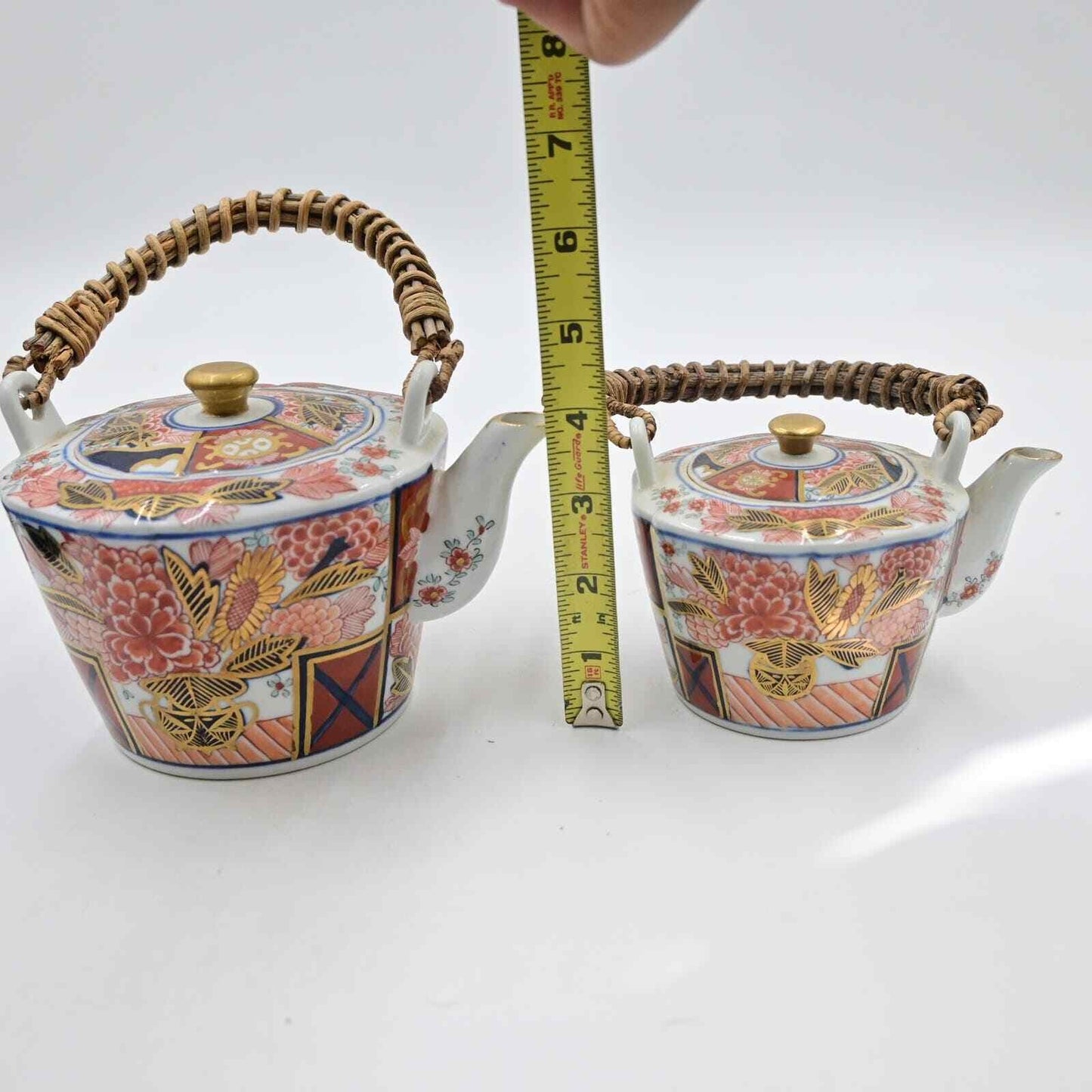 Japanese Imari Ware Ceramic Teapot Set Of 2 - Vintage