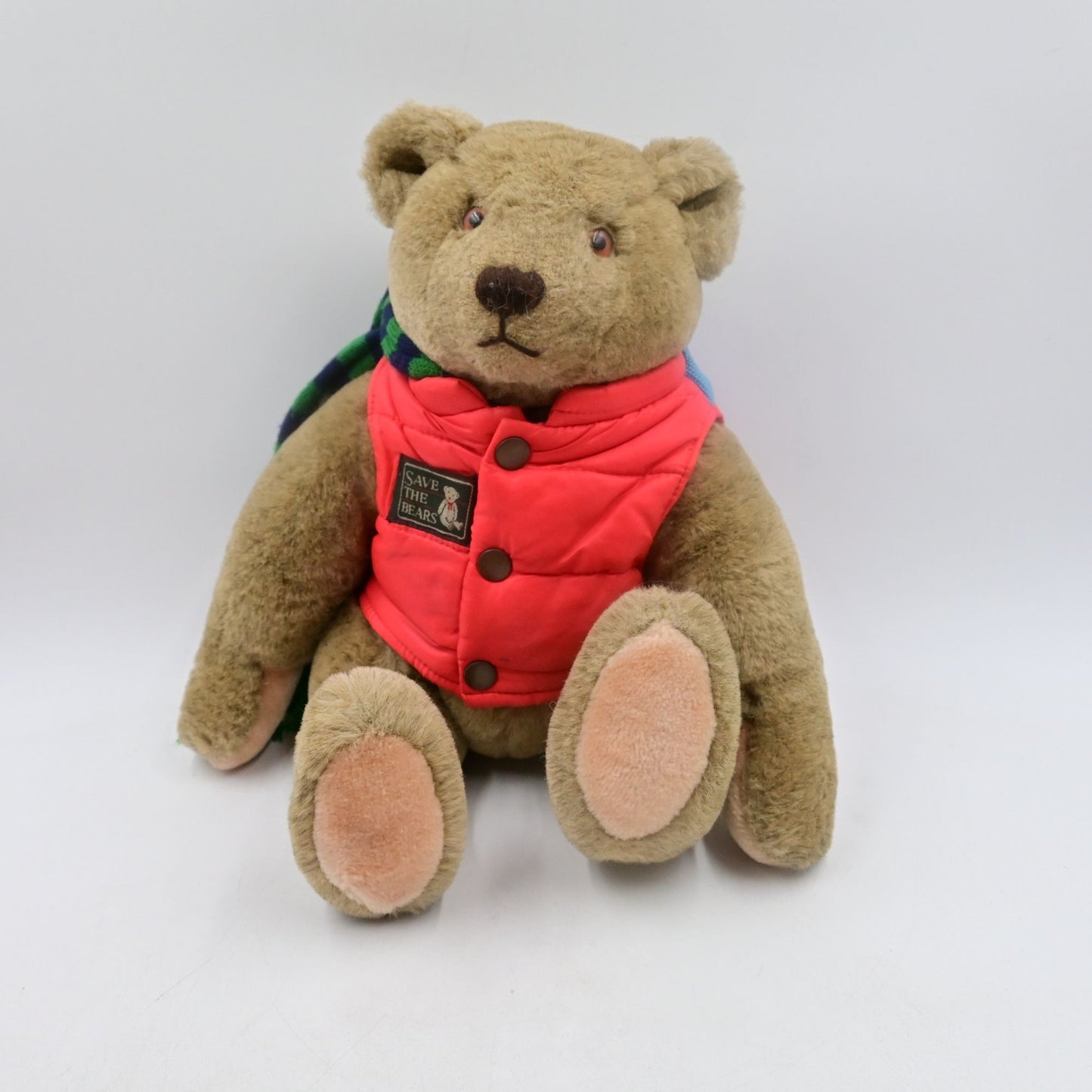 Gund Bialosky Jointed Plush Bear Save the Bears Vest, Backpack, & Scarf Vintage