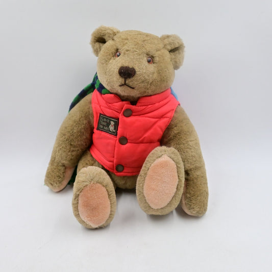 Gund Bialosky Jointed Plush Bear Save the Bears Vest, Backpack, & Scarf Vintage