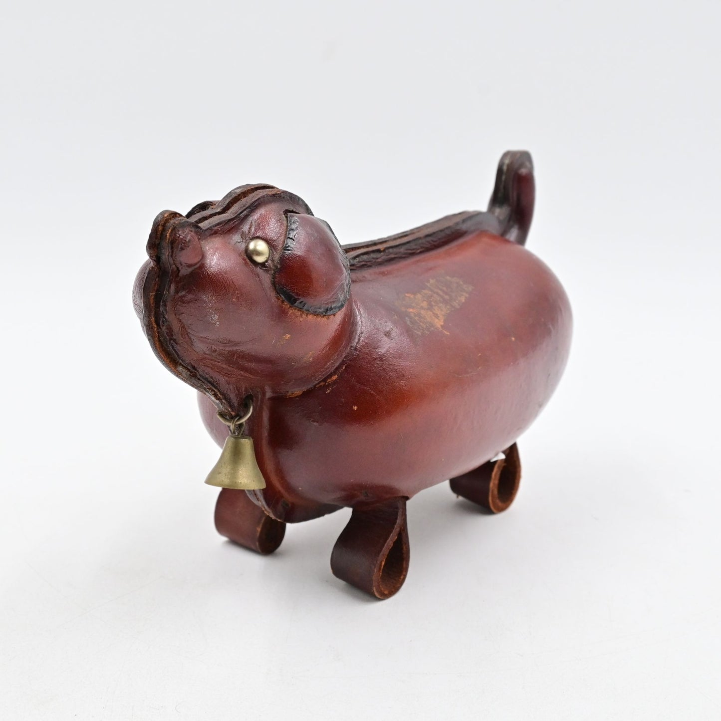 MCM Japanese Leather Weiner Dachshund Dog Piggy Savings Bank Vintage No Collar
