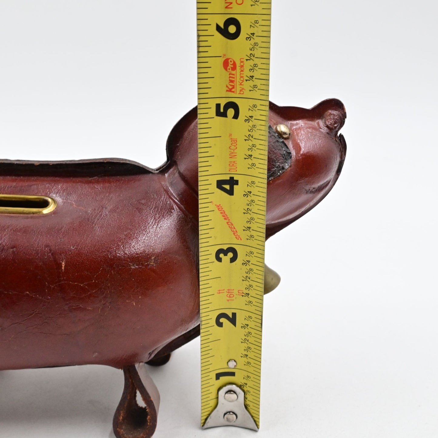 MCM Japanese Leather Weiner Dachshund Dog Piggy Savings Bank Vintage No Collar
