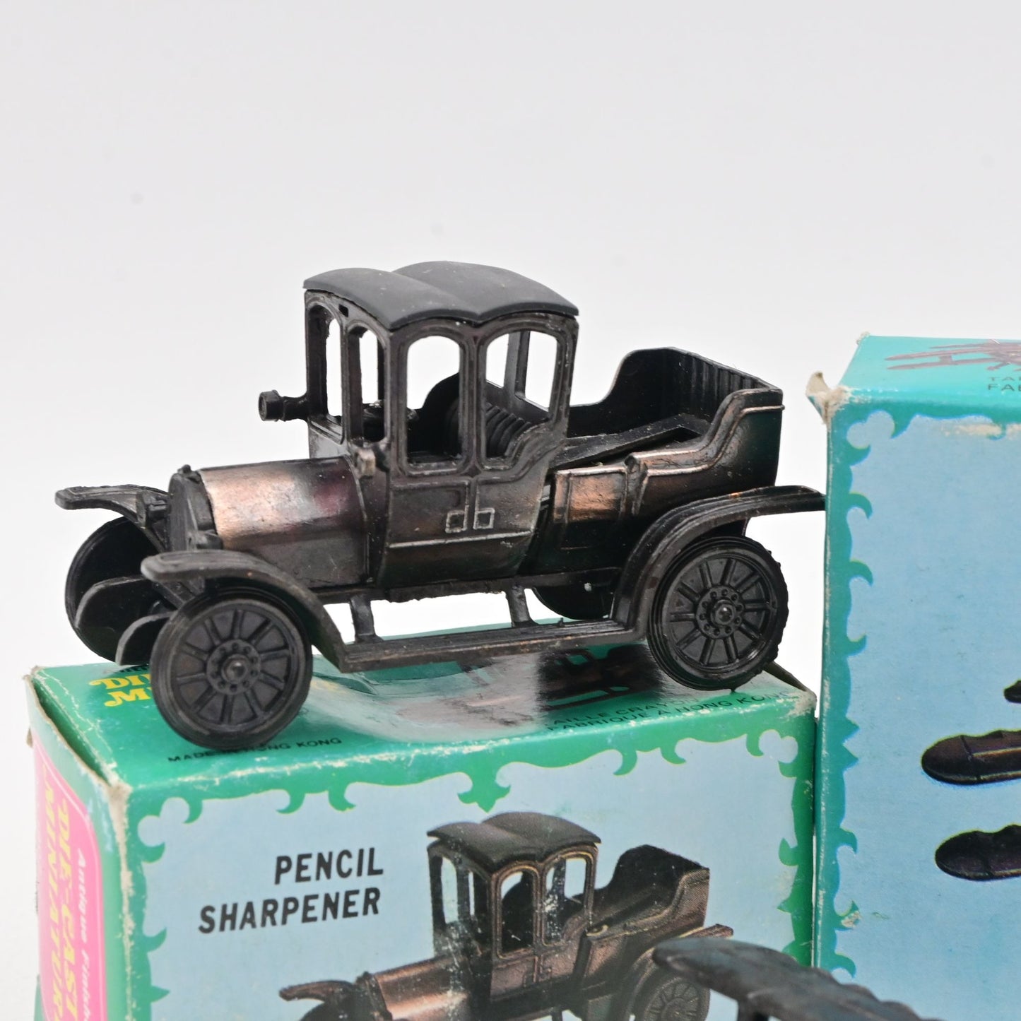 Vintage Diecast Pencil Sharpeners Set Of 3 Antique Car Airplane Liberty Bell