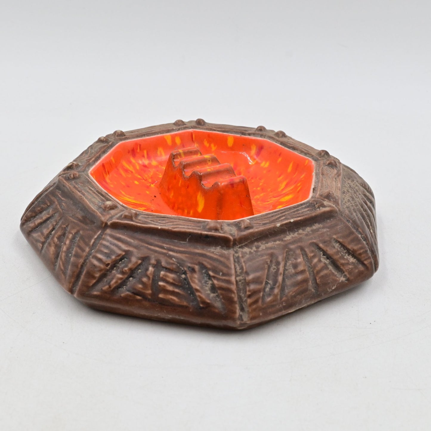 Arnel's Ceramic Vintage Ashtray Orange and Brown